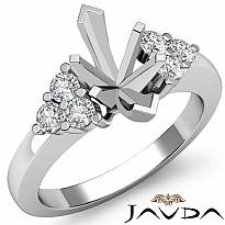 Round Diamond Three 3 Stone Marquise Semi Mount Engagement Ring 14k W Gold 0.3Ct