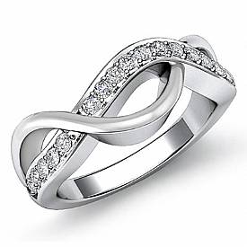 0.25 Ct Round Diamond Women Wedding Band 14k W Gold