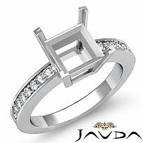 0.25Ct Princess Diamond Engagement Side Stone Ring Setting 14k W Gold Semi Mount