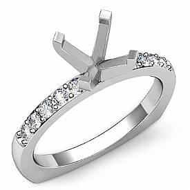 0.2Ct Round Diamond Cathedral Pave Engagement Ring Setting 14k W Gold Semi mount