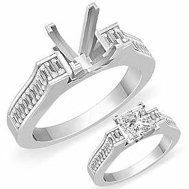 1.30 Ct Princess Diamond Engagement Ring Setting 14k W Gold