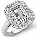 0.30Ct Emerald Diamond Engagement Ring Setting 14k W Gold