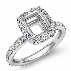 0.36Ct Diamond Engagement Ring Cushion Semi Mount Halo Setting 14k White Gold