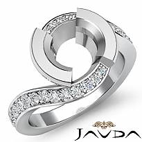 0.25 Ct Round Diamond Twirl Shank Engagement Semi Mount Ring 14k Wh Gold Setting