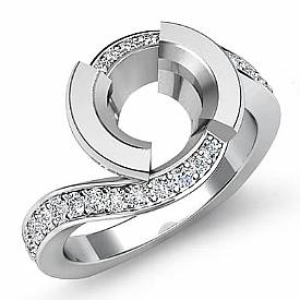 0.25 Ct Round Diamond Twirl Shank Engagement Semi Mount Ring 14k Wh Gold Setting