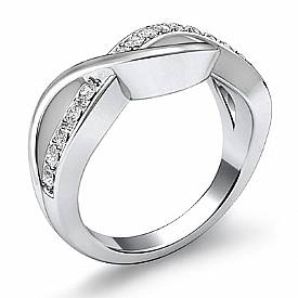 0.25 Ct Round Diamond Women Wedding Band 14k W Gold