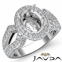 1.4Ct Vintage Diamond Engagement Oval Ring 14K White Gold Halo Setting SemiMount