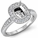 1.0 Ct Round Pave Set Diamond Engagement Ring 14k W Gold