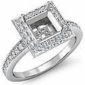 1.0 Ct Round Pave Set Diamond Engagement Ring 14k W Gold