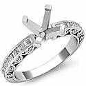 0.35 Ct Round Baguette Diamond Vintage Engagement Ring Setting WG