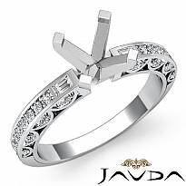 0.35Ct Round Diamond Cathedral Pave Engagement Ring Setting 14k W Gold Semi Mount