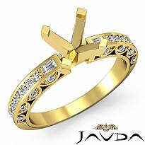 Round Diamond Cathedral Pave Engagement Ring Setting 14k Gold Yellow Semi Mount (0.35Ct. tw.)
