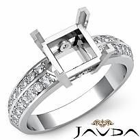 0.30Ct Princess Diamond Engagement Ring Side Stone Setting 14k W Gold Semi Mount