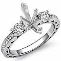 0.85Ct Diamond 3 Stone Anniversary Ring Marquise Setting 14k WG
