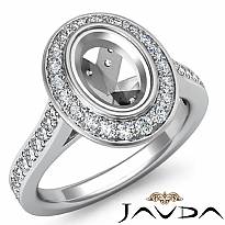 0.50Ct Diamond Engagement Ring 14k White Gold Oval Semi Mount Halo Pave Setting