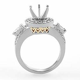 1.75 CT Round & Marquise Diamond Engagement Ring & Band WG