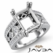 1.25Ct Princess Round Diamond Engagement Ring Emerald Semi Mount 14k White Gold