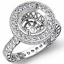 1 Ct Round Diamond Engagement Ring Setting 14 K White Gold