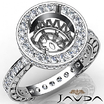 1Ct Diamond Engagement Ring Round Semi Mount 14K White Gold Halo Pave Setting