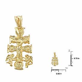 14k Yellow Gold Diamond Cut Cross Religious Pendant