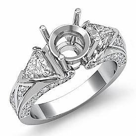 1 Ct Trillion Round Diamond 3 Stone Anniversary Ring Set 14k WG