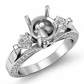 0.95Ct Princess Round Diamond Engagement Ring Setting 14k W Gold