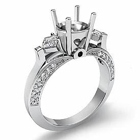 0.95Ct Princess Round Diamond Engagement Ring Setting 14k W Gold