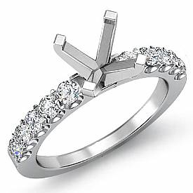 0.75Ct Prong Set Round Diamond Engagement Semi Mount Ring Setting 14k White Gold