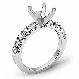 0.75Ct Prong Set Round Diamond Engagement Semi Mount Ring Setting 14k White Gold