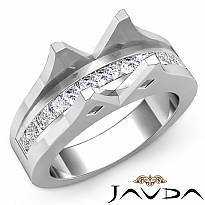 0.85CT Princess Channel Side Diamond Setting Engagement Ring 14k W Gold Semi Mount
