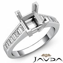 0.85Ct Baguette Channel Diamond Engagement Ring Setting 14k White Gold Semi Mount