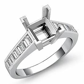 0.85 Ct Princess Channel Diamond Engagement Ring Setting  14 WG