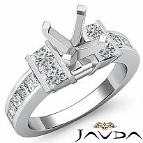 1 Ct Diamond Engagement Semi Mount Ring Princess Channel Setting 14k White Gold