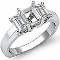 0.55CT Emerald Cut Diamond 3 Stone Anniversary Ring 14k W Gold