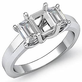 0.55CT Emerald Cut Diamond 3 Stone Anniversary Ring 14k W Gold