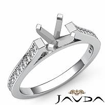 0.25Ct Princess Diamond Engagement Ring Side Stone Setting 14k W Gold Semi Mount