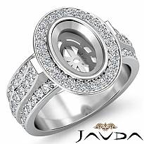 1.65 Ct Diamond Engagement Halo Pave Setting Ring Oval Semi Mount 14K White Gold