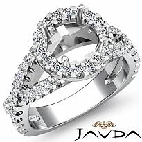 Diamond Engagement Ring Halo Prong Setting 14k White Gold Round Semi Mount 0.9Ct