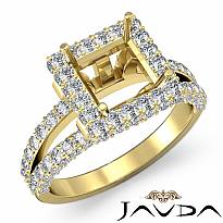 Diamond Engagement Ring Princess Semi Mount Halo Setting 14k Gold Yellow (1.56Ct. tw.)