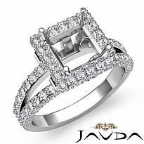 1.56 Ct Diamond Engagement Ring Princess Semi Mount Halo Setting 14k White Gold