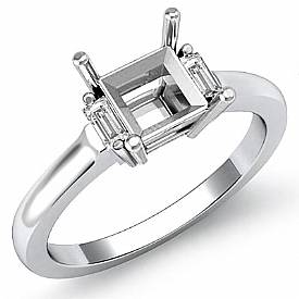 0.15 Ct Princess Diamond 3 Stone Engagement Ring Setting 14k W Gold