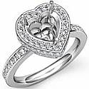 0.89 ct Round Diamond Engagement Ring Heart Setting 14K White Gold