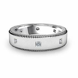 0.40Ct Princess Men Diamond Eternity Wedding Band 14k White Gold