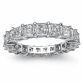 3.55 CT Asscher Cut Diamond Eternity Wedding Band 14k W Gold