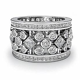 3.85Ct Round Princess Diamond Anniversary Ring Band W Gold