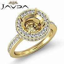 Diamond Engagement Semi Mount Ring Round Halo Pave Setting 14k Gold Yellow (0.8Ct. tw.)