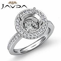 0.80Ct Diamond Engagement Semi Mount Ring Round Halo Pave Setting 14k White Gold