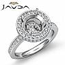 0.80Ct Diamond Engagement Semi Mount Ring Round Halo Pave Setting 14k White Gold
