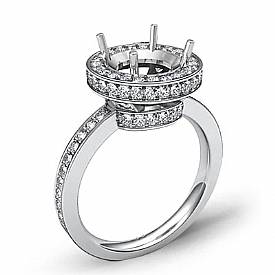 0.80Ct Diamond Engagement Semi Mount Ring Round Halo Pave Setting 14k White Gold