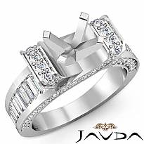 2Ct Round Baguette Diamond Engagement Antique Ring Setting 14k W Gold Semi Mount